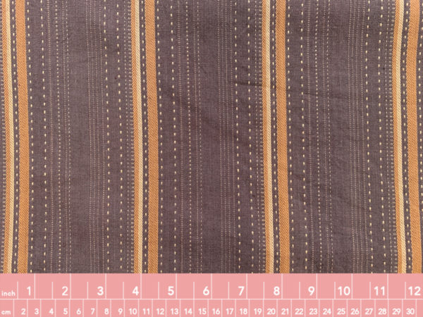 Textured Yarn Dyed Cotton - Stitched Stripes - Bark