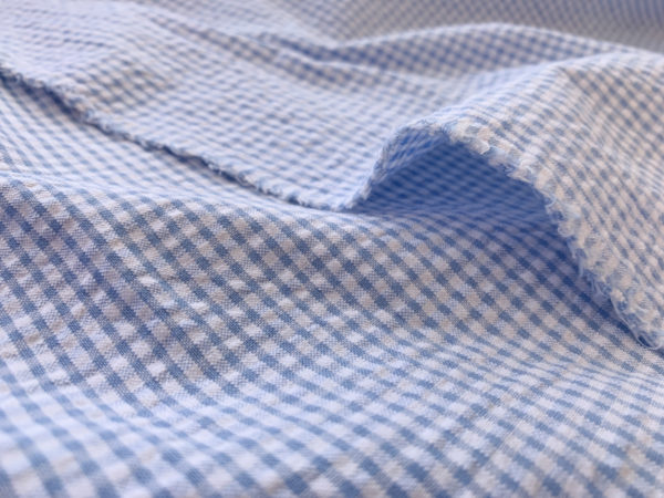 Japanese Cotton Seersucker - Blue Check