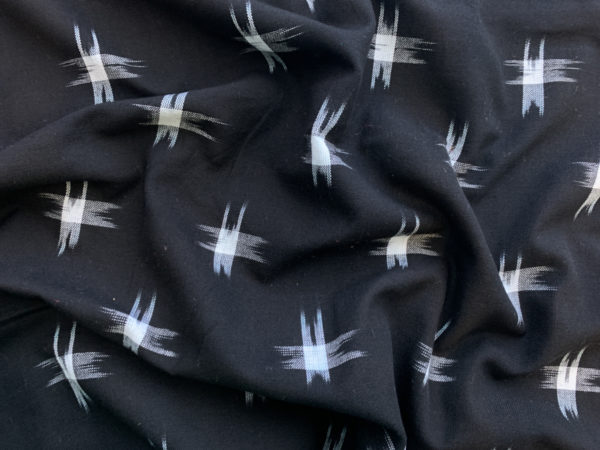 Big Stars Cotton Ikat - White on Black