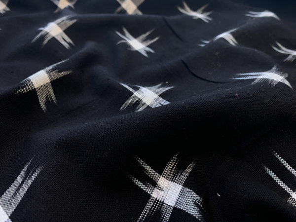 Big Stars Cotton Ikat - White on Black