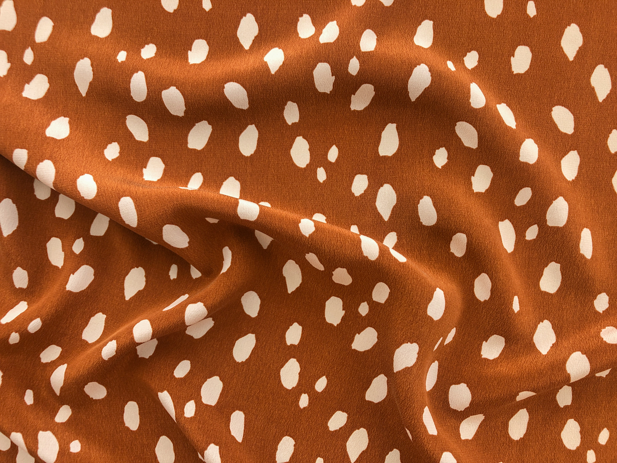 Amour Vert - Sandwashed Silk Crepe de Chine - Caramel Pebble Dot ...