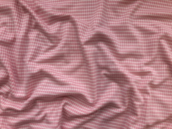 Rayon/Spandex Rib Knit - Rose Stripe