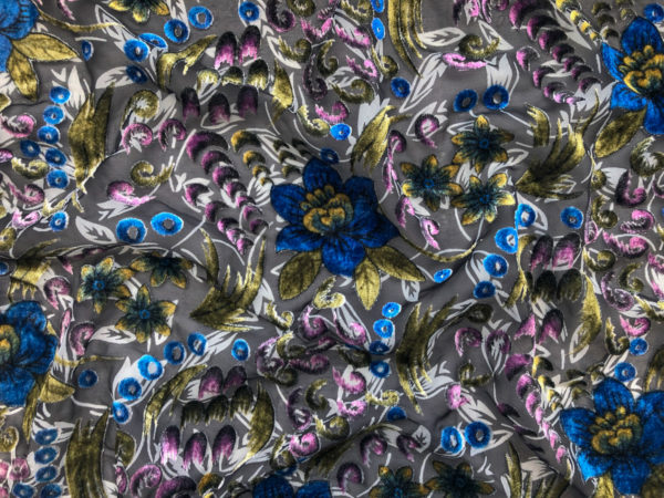 Rayon/Poly Burnout Velvet - Floral Vibrance