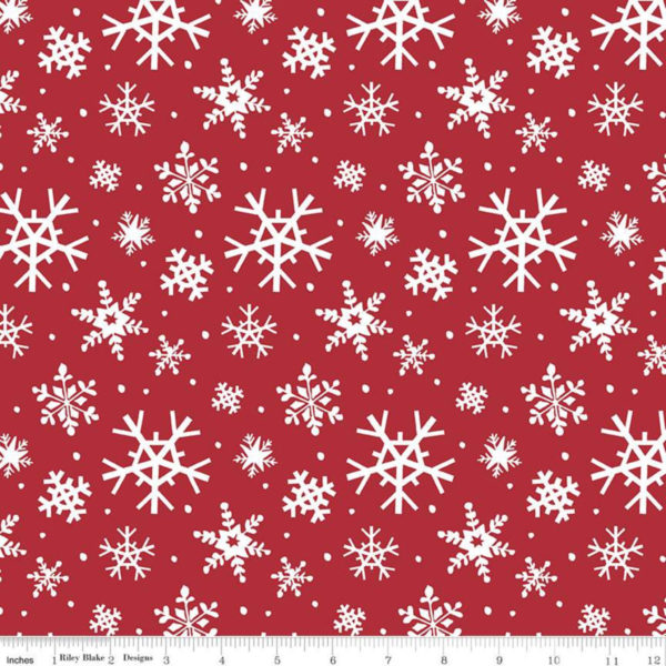 Quilting Cotton - Holly Holiday - Snowflakes - Red