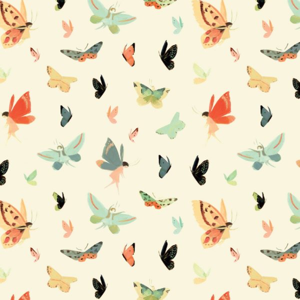 Quilting Cotton - Dream World - Butterflies - Cream