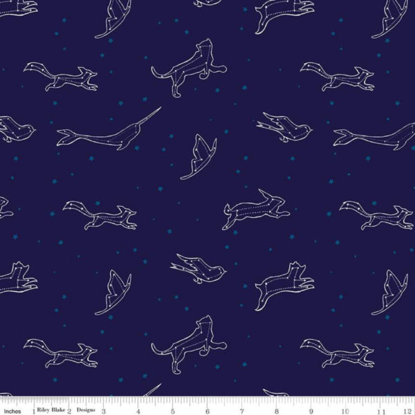 Quilting Cotton - Dream World - Constellations - Blue - Glow in the Dark