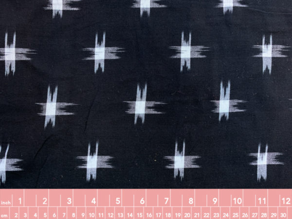 Big Stars Cotton Ikat - White on Black