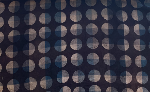 Handwoven Block Printed Cotton - Circles - Ocean