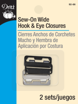 Dritz Sew-On Wide Hook and Eye Closures - Nickel 4ct