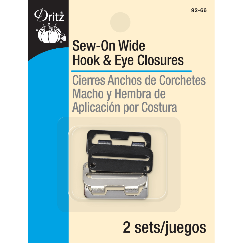 Dritz - Sew-On Hook and Eye Closures - Nickel - 4 pack