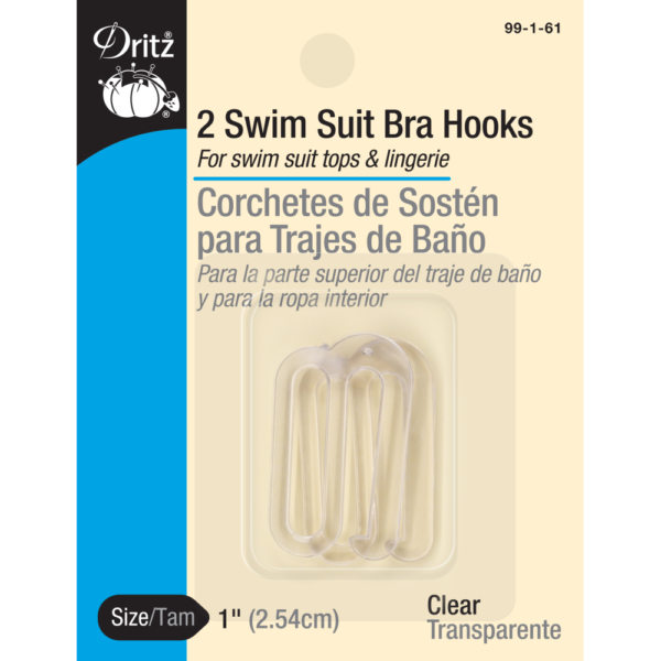 Dritz Swimsuit Bra Hooks - 1 inch - Clear