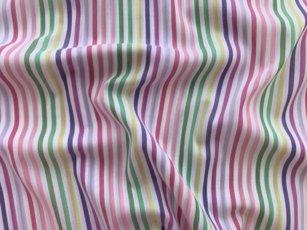 Deadstock Yarn-Dyed Cotton/Nylon Shirting - Pastel Rainbow Stripe