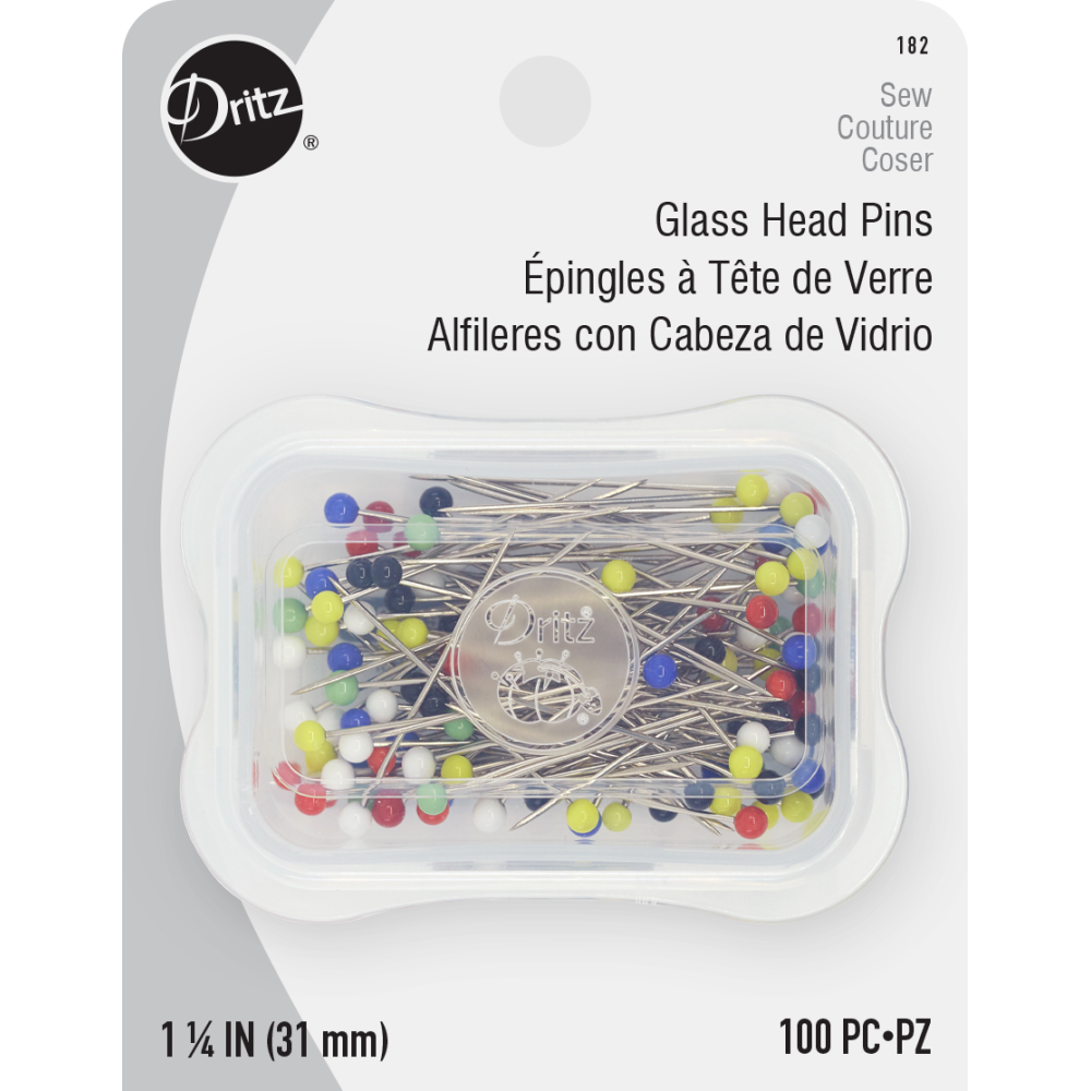 Dritz Ultra-Fine Glass Head Pins - 1 3/8 - Stonemountain & Daughter Fabrics