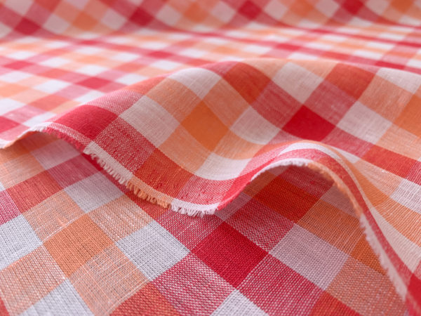 Deadstock Yarn-Dyed Handkerchief Linen - Sherbet Plaid
