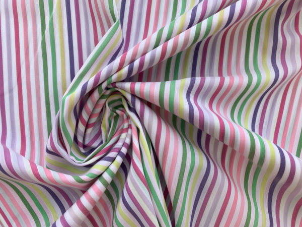 Deadstock Yarn-Dyed Cotton/Nylon Shirting - Pastel Rainbow Stripe