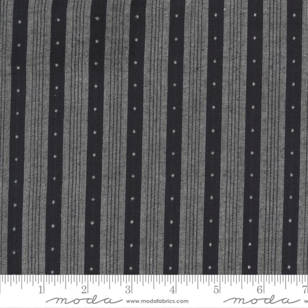 Quilting Cotton - Low Volume - Wide Dot Stripe - Charcoal