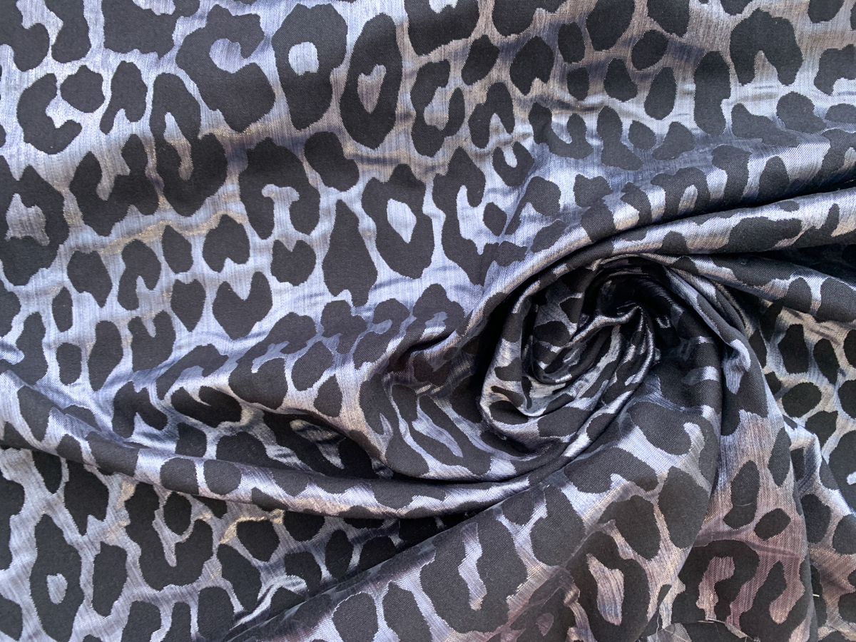 Rayon/Nylon Brocade - Leopard - Black/Metallic Silver - Stonemountain ...