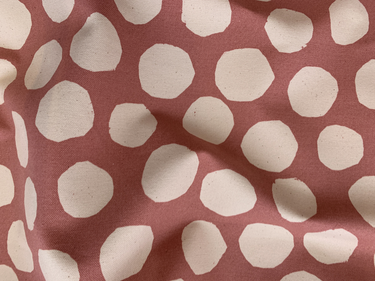 Japanese Cotton Canvas - Uneven Dots - White on Pink