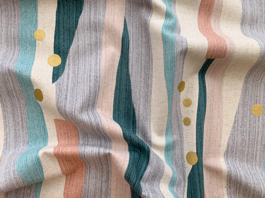 Kokka Cotton/Linen Canvas Metallic Stripe Quartz Stonemountain