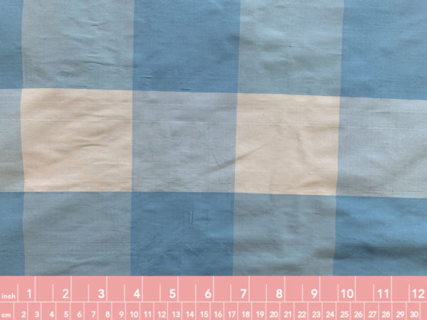 Silk Shantung - Plaid - Sky