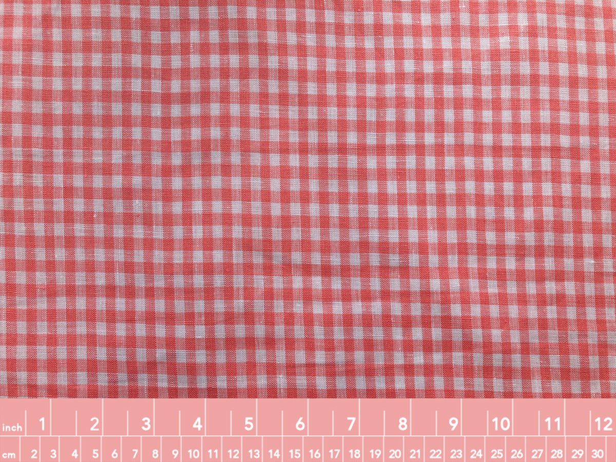 Yarn Dyed Linen - Mini Gingham - Coral Pink - Stonemountain & Daughter ...