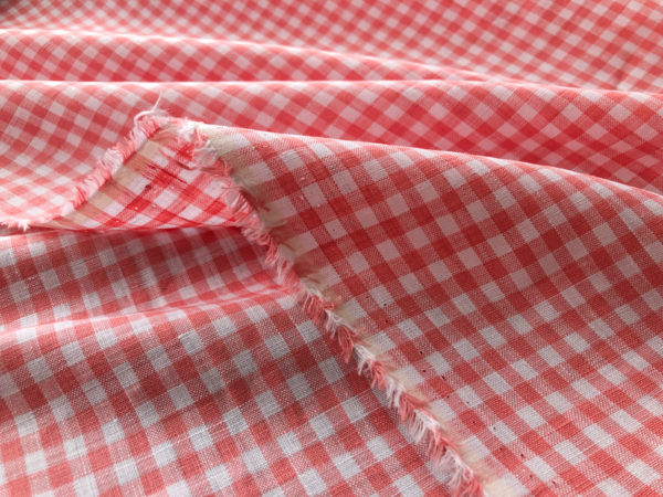 Yarn Dyed Linen - Mini Gingham - Coral Pink