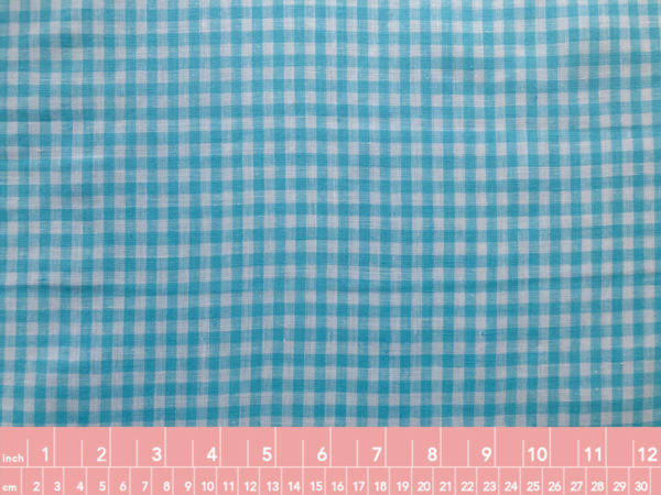 Yarn Dyed Linen - Mini Gingham - Bright Blue