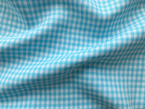 Yarn Dyed Linen - Mini Gingham - Bright Blue