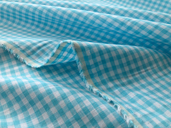 Yarn Dyed Linen - Mini Gingham - Bright Blue