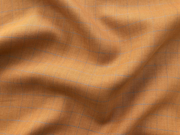 Yarn Dyed Linen - Pecan/Slate Windowpane Check