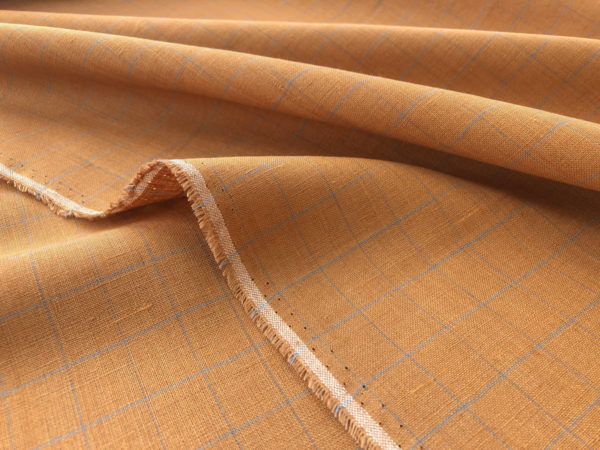 Yarn Dyed Linen - Pecan/Slate Windowpane Check