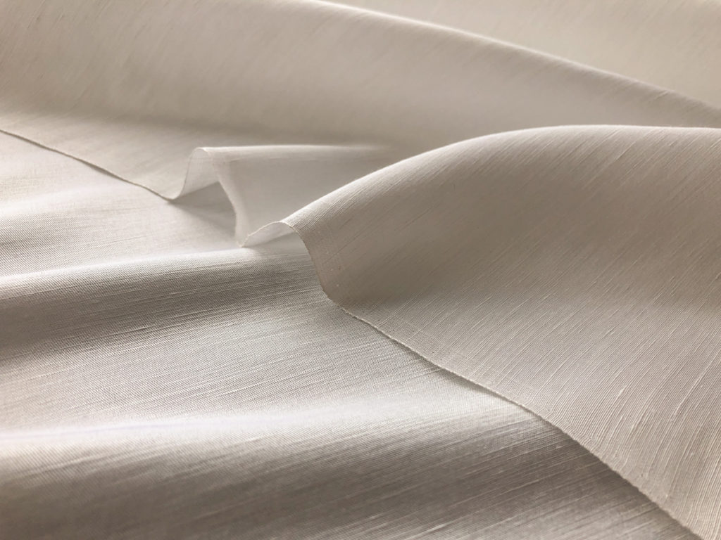linen silk blend dress fabric Cotton/Linen/Silk blend in milk white Fabrics at Play