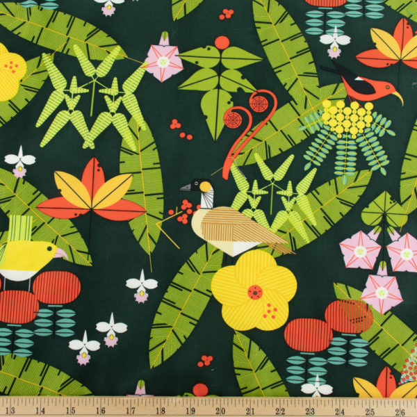 Birch - Organic Cotton Poplin - Island Birds - Green