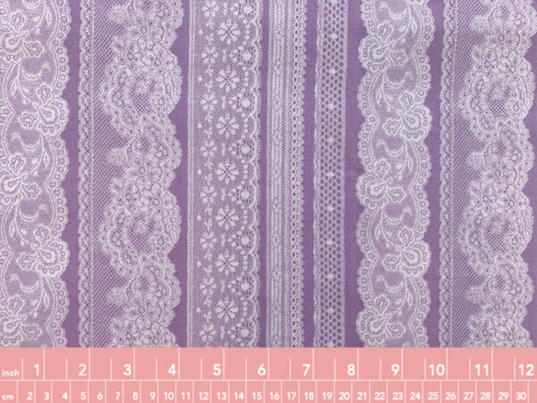 Japanese Cotton Poplin - Faux Lace Stripe - Lilac