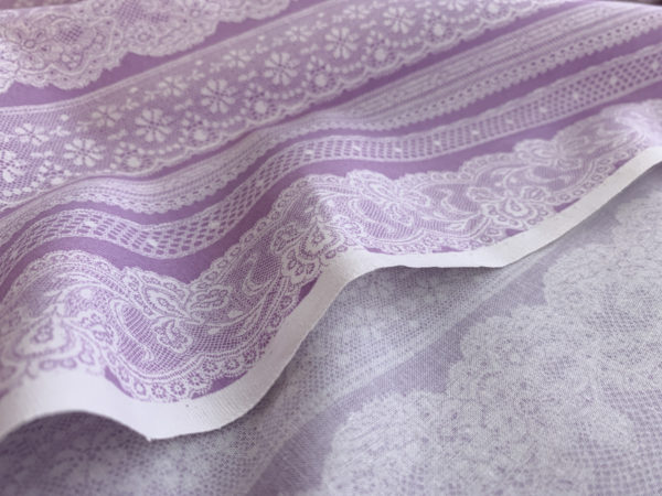 Japanese Cotton Poplin - Faux Lace Stripe - Lilac