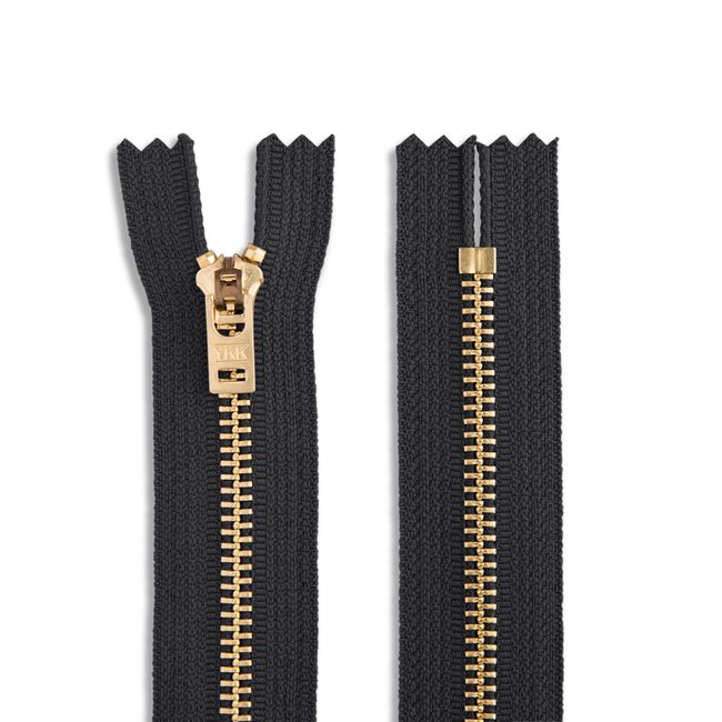 YKK #5 Antique Brass Closed-End Zipper - Black