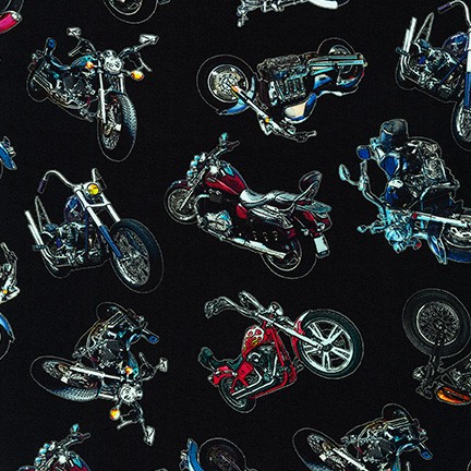 Quilting Cotton - On the Road - Choppers - Black