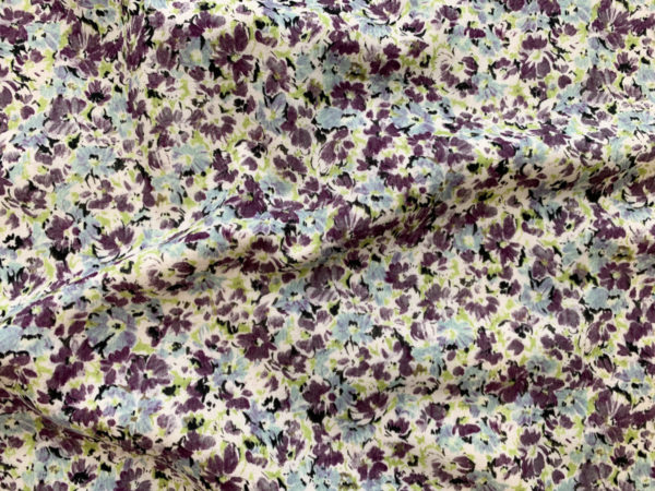 Japanese Cotton Double Gauze - Painterly Floral - Purple