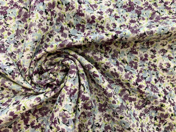 Japanese Cotton Double Gauze - Painterly Floral - Purple