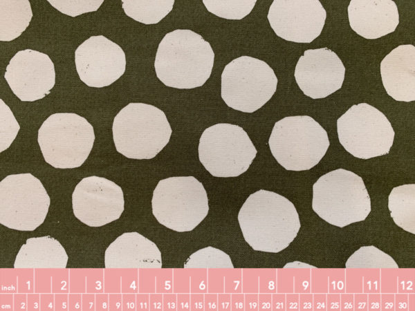 Japanese Cotton Canvas - Uneven Dots - White on Green