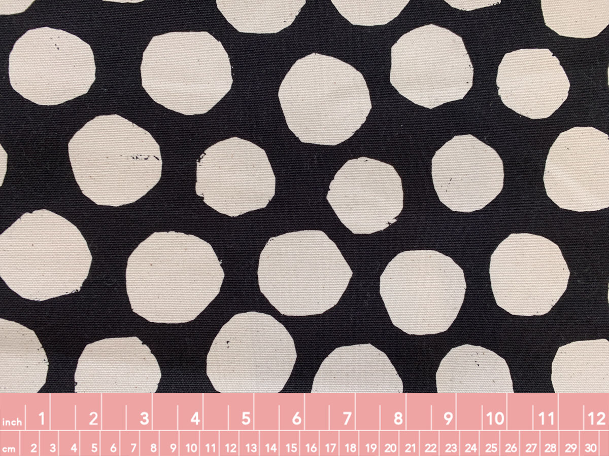 Japanese Cotton Canvas - Uneven Dots - White on Black