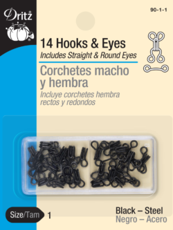 Dritz Hooks & Eyes - Black 14ct. Size 1