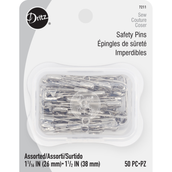 Dritz 50 Assorted Safety Pins - Nickel