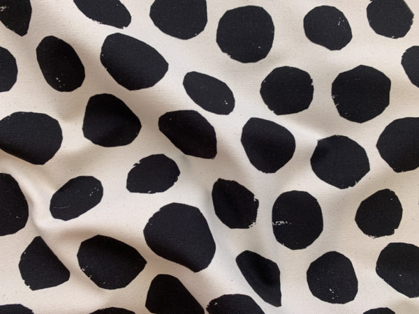 Japanese Cotton Canvas - Uneven Dots - Black on White