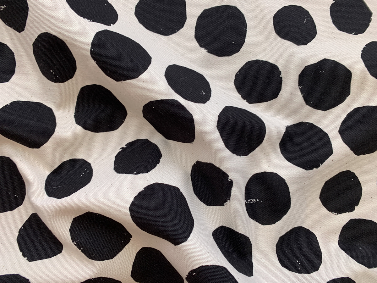 Japanese Cotton Canvas - Uneven Dots - Black on White ...