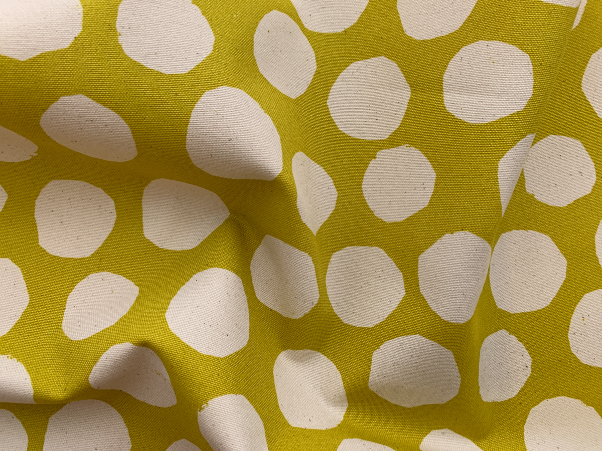 Japanese Cotton Canvas - Uneven Dots - White on Yellow ...