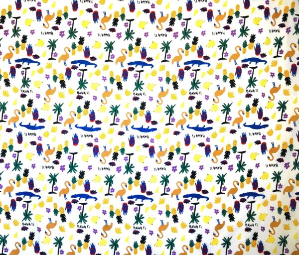 Cotton Poplin - Funky Hawaii - White