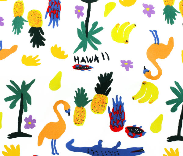 Cotton Poplin - Funky Hawaii - White