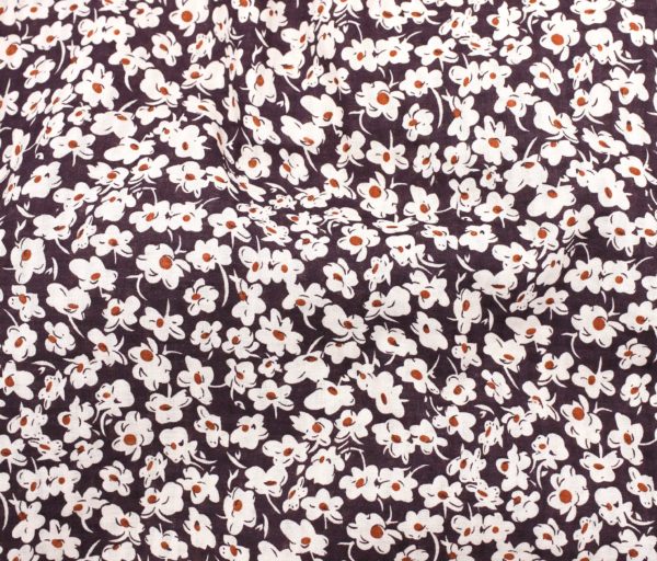 Textured Cotton/Rayon Voile - Floral Field - Plum