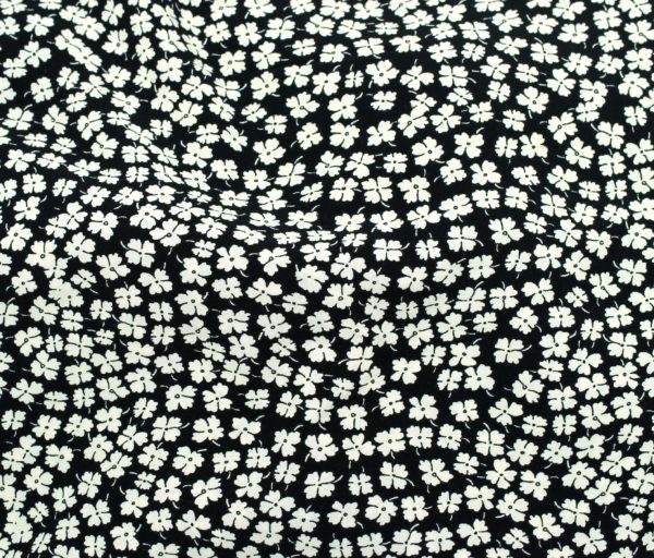 Viscose Crepe Print - Dainty Floral - Black